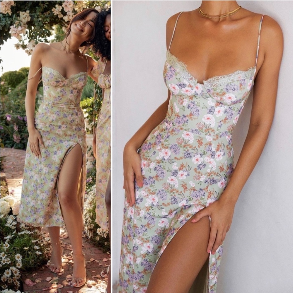 House of CB Charlotte Peony Print Midi Sundress S